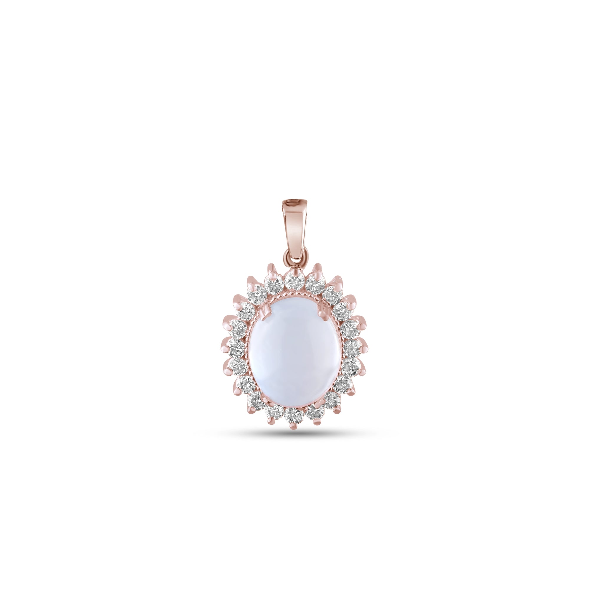 3.46 Carat Natural Diamond and Moonstone Necklace – Fine Jewelry Design - Gold Stone Diamond