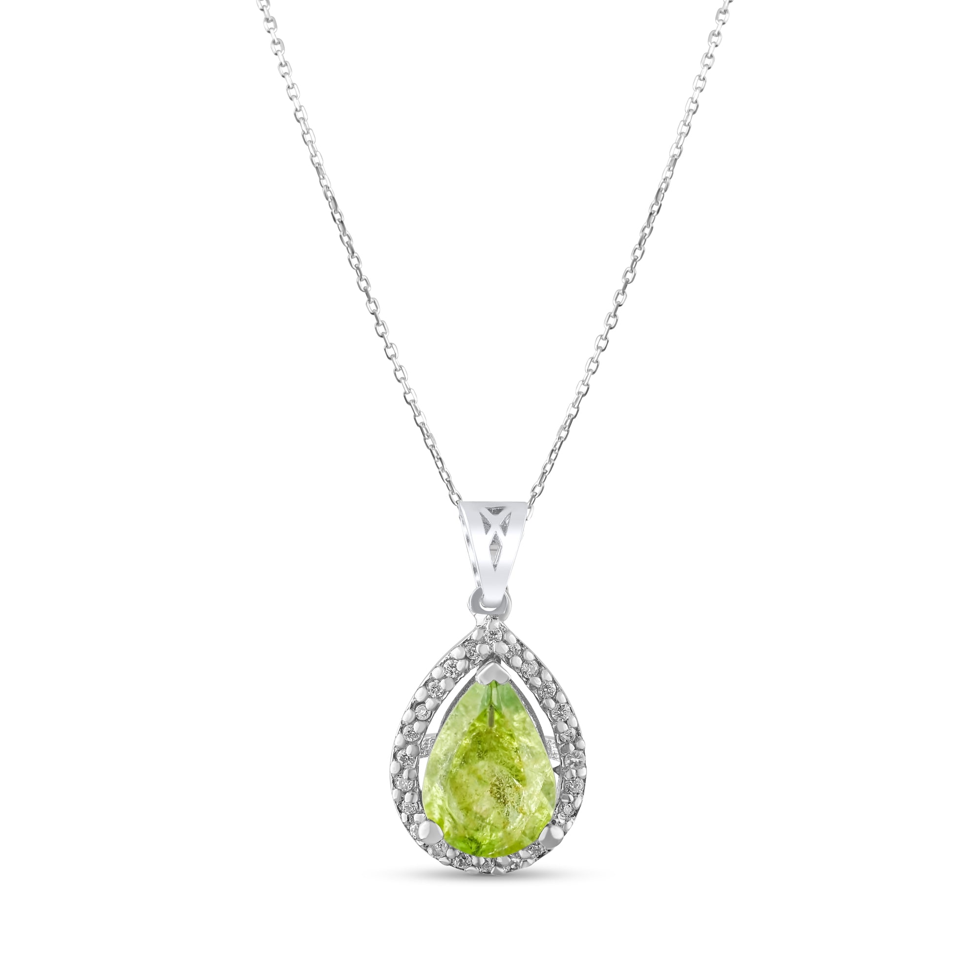 1.03 Carat Natural Diamond and Peridot Necklace – Fine Jewelry Design - Gold Stone Diamond
