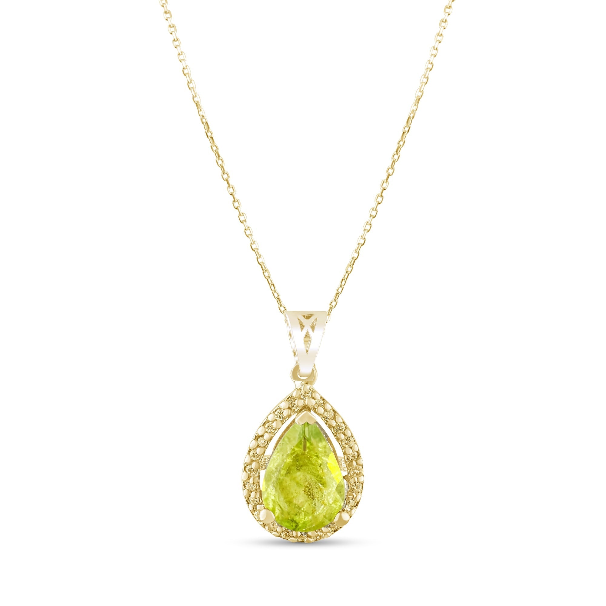 1.03 Carat Natural Diamond and Peridot Necklace – Fine Jewelry Design - Gold Stone Diamond
