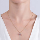1.51 Carat Natural Diamond and Ruby Necklace – Fine Jewelry Design - Gold Stone Diamond
