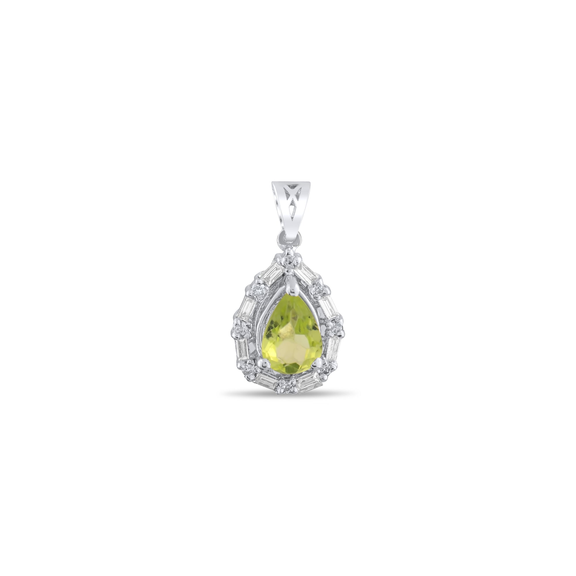 1.04 Carat Natural Diamond and Peridot Necklace – Fine Jewelry Design - Gold Stone Diamond