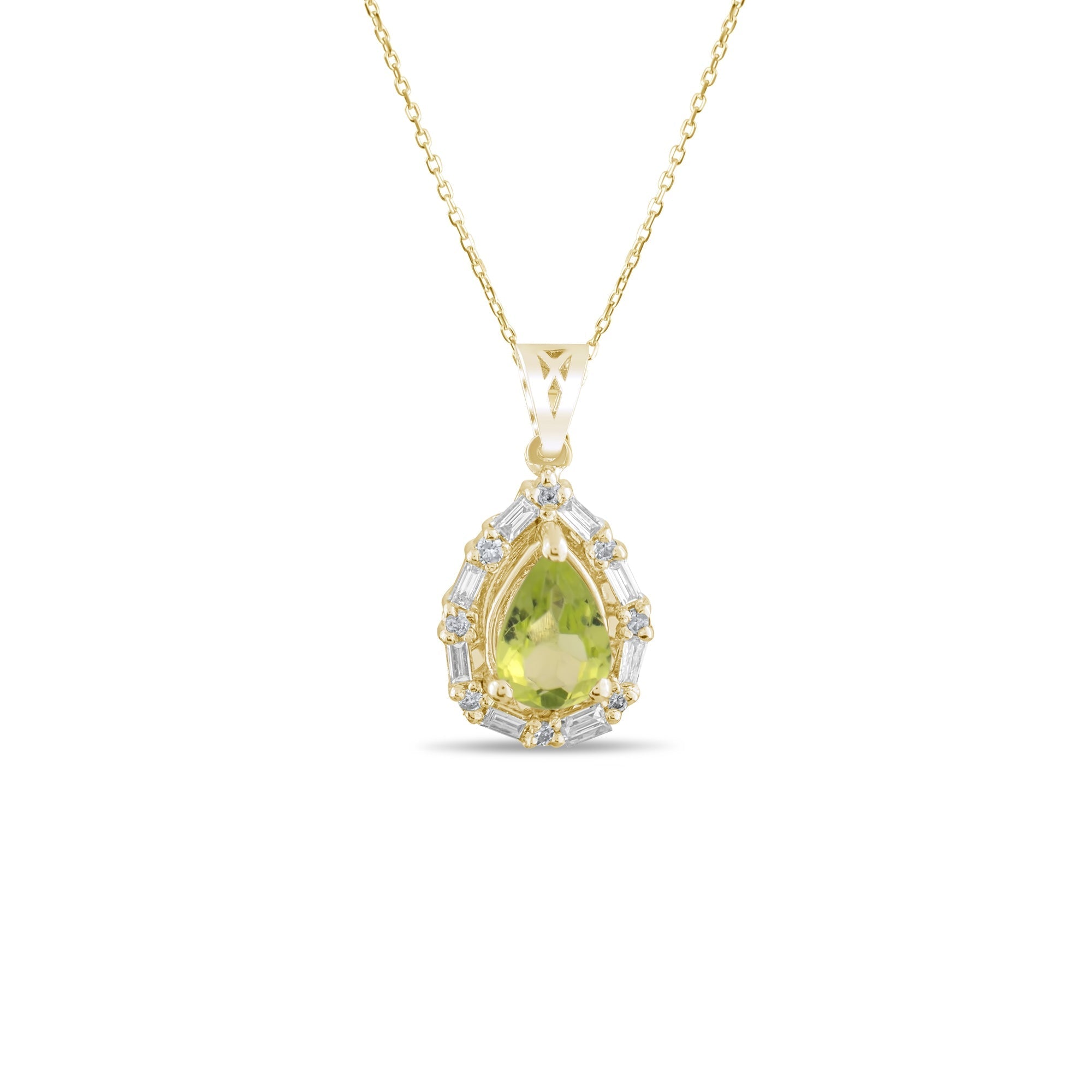 1.04 Carat Natural Diamond and Peridot Necklace – Fine Jewelry Design - Gold Stone Diamond