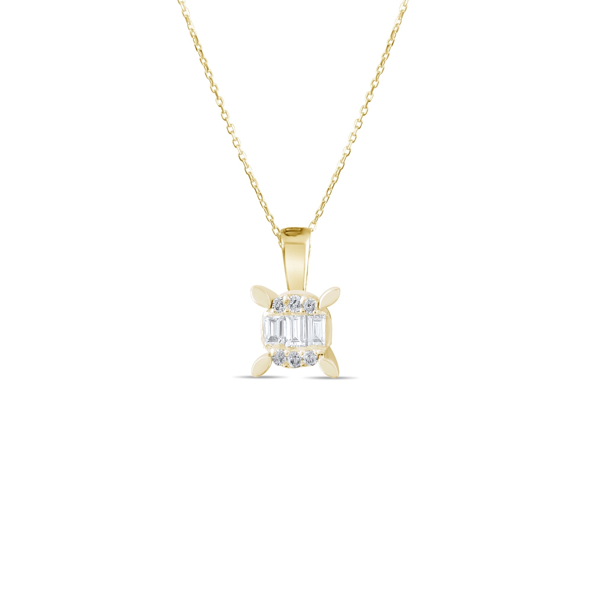 0.11 Carat Baguette Diamond Necklace – Elegant Fine Jewelry Design - Gold Stone Diamond