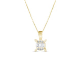 0.11 Carat Baguette Diamond Necklace – Elegant Fine Jewelry Design - Gold Stone Diamond