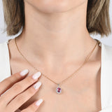 1.23 Carat Natural Diamond and Rhodolite Necklace – Fine Jewelry Design - Gold Stone Diamond