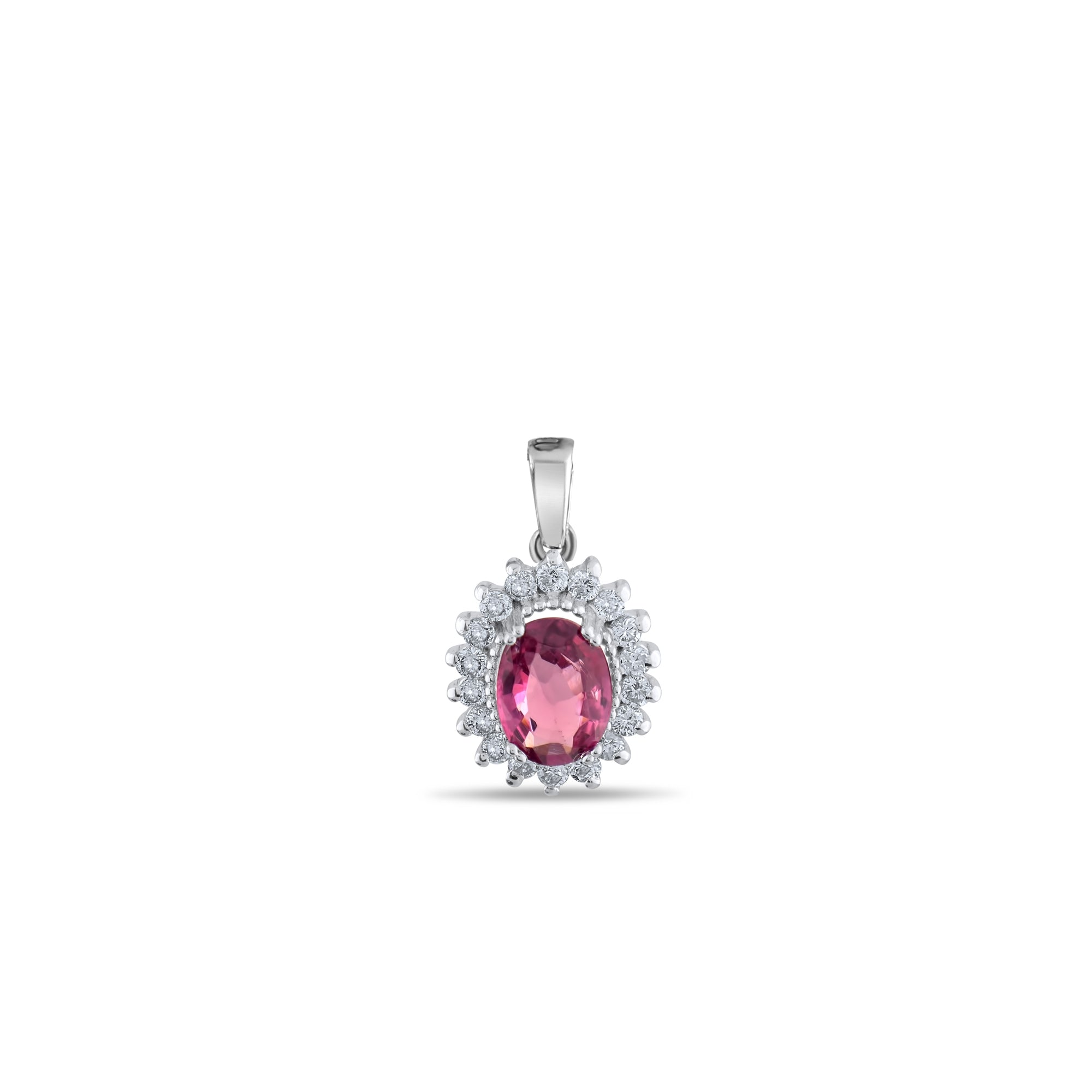 1.23 Carat Natural Diamond and Rhodolite Necklace – Fine Jewelry Design - Gold Stone Diamond