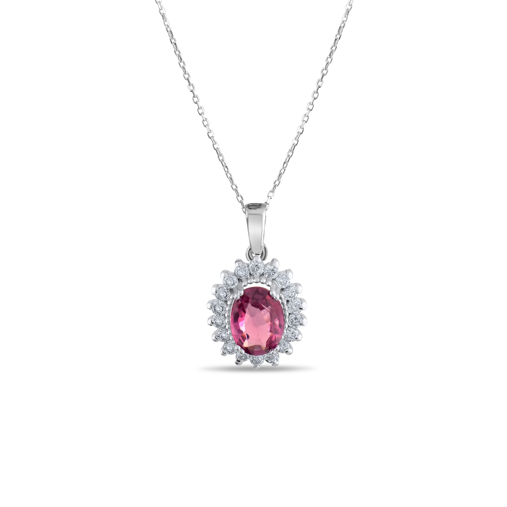 1.23 Carat Natural Diamond and Rhodolite Necklace – Fine Jewelry Design - Gold Stone Diamond