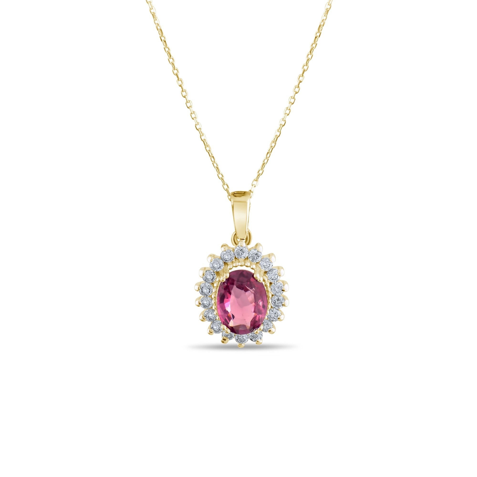 1.23 Carat Natural Diamond and Rhodolite Necklace – Fine Jewelry Design - Gold Stone Diamond