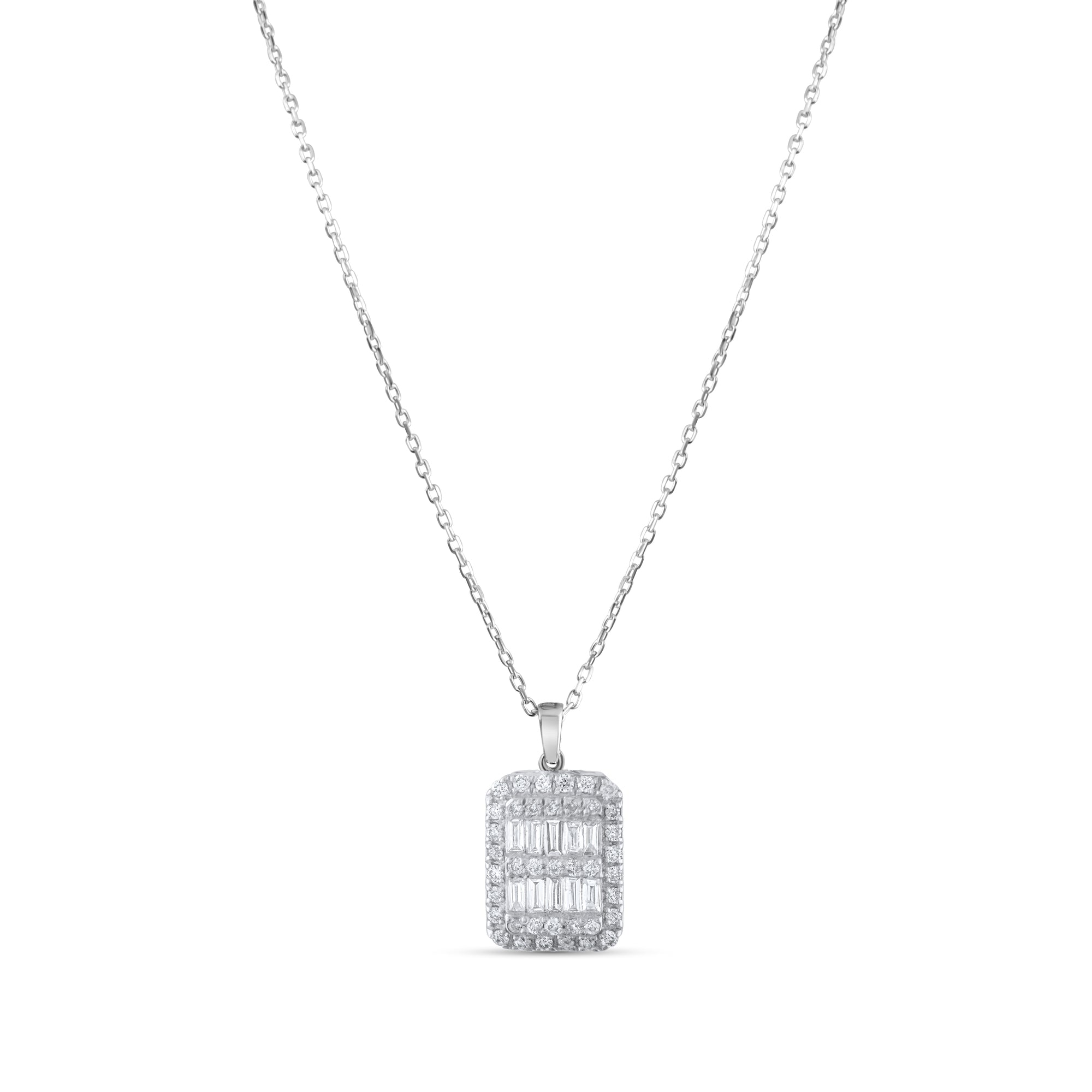0.12 Carat Baguette Diamond Necklace – Elegant Fine Jewelry Design - Gold Stone Diamond