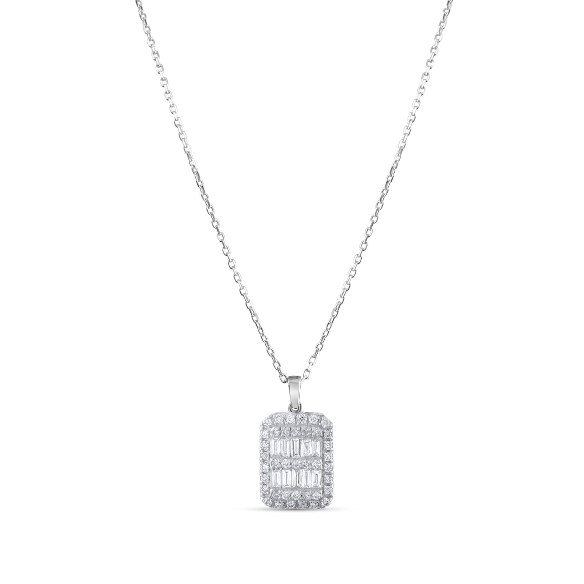 0.12 Carat Baguette Diamond Necklace – Elegant Fine Jewelry Design - Gold Stone Diamond