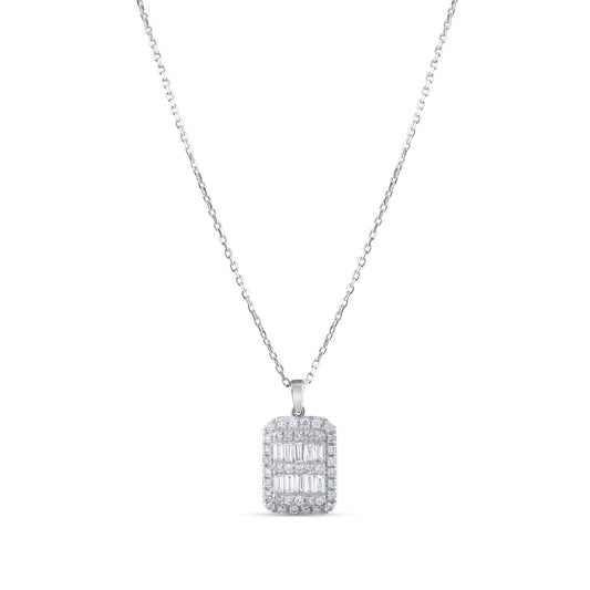 0.12 Carat Baguette Diamond Necklace – Elegant Fine Jewelry Design - Gold Stone Diamond