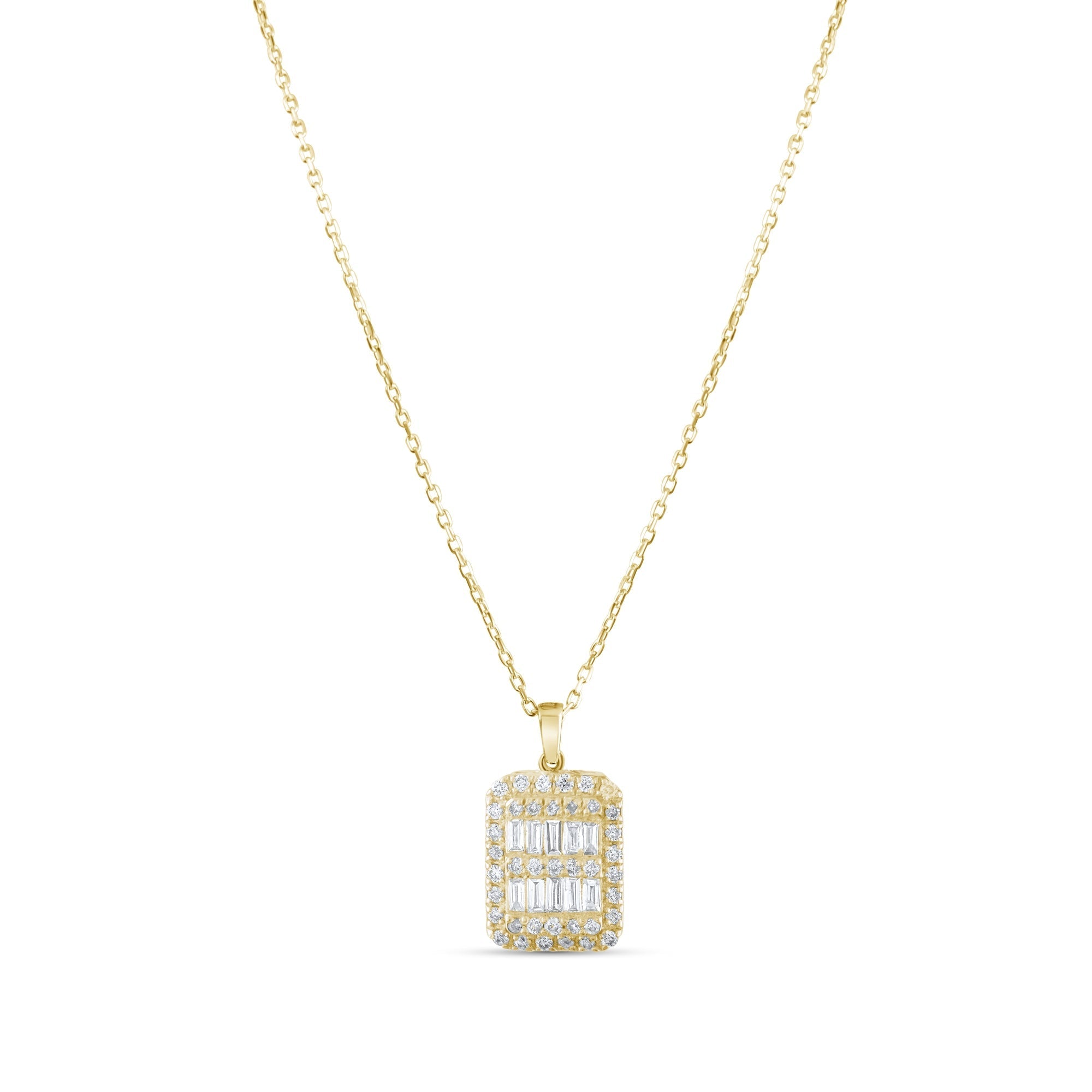 0.12 Carat Baguette Diamond Necklace – Elegant Fine Jewelry Design - Gold Stone Diamond