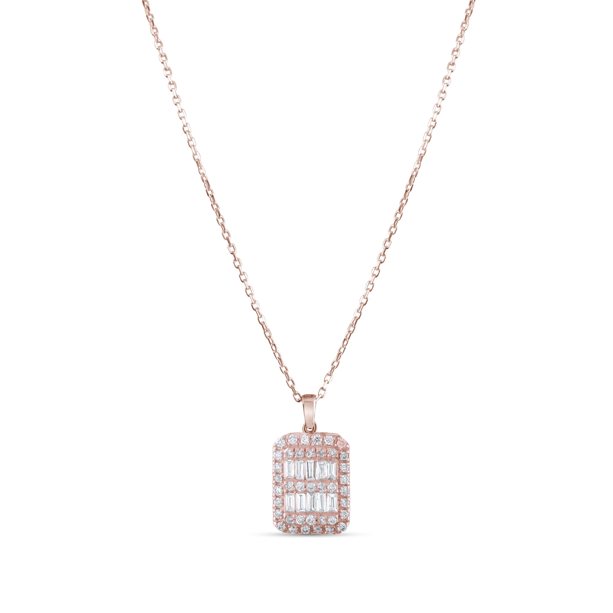 0.12 Carat Baguette Diamond Necklace – Elegant Fine Jewelry Design - Gold Stone Diamond