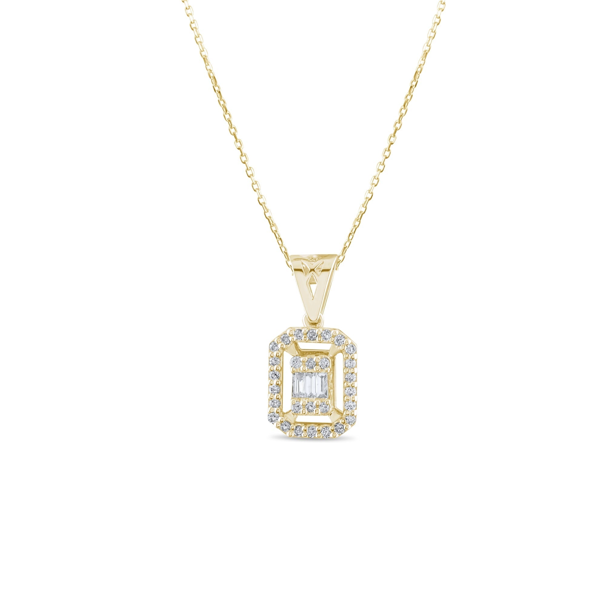 0.15 Carat Baguette Diamond Necklace – Elegant Fine Jewelry Design - Gold Stone Diamond