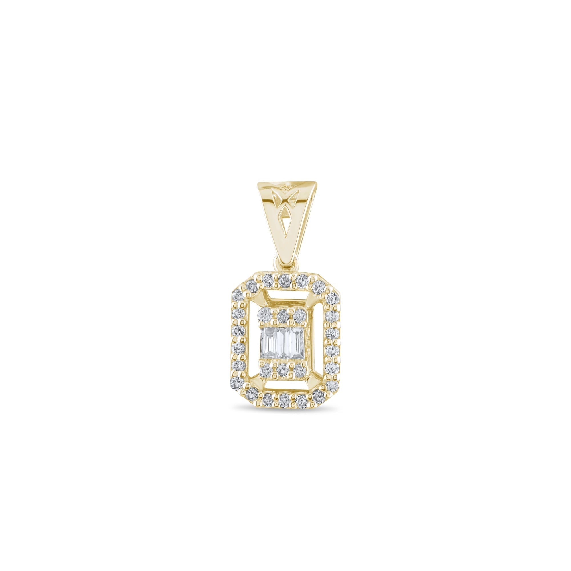 0.15 Carat Baguette Diamond Necklace – Elegant Fine Jewelry Design - Gold Stone Diamond