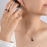 0.86 Carat Natural Diamond and Rhodolite Necklace – Fine Jewelry Design - Gold Stone Diamond