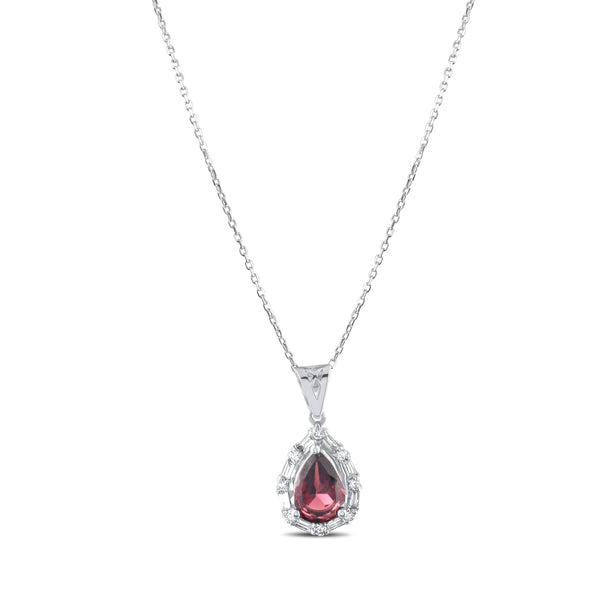 0.86 Carat Natural Diamond and Rhodolite Necklace – Fine Jewelry Design