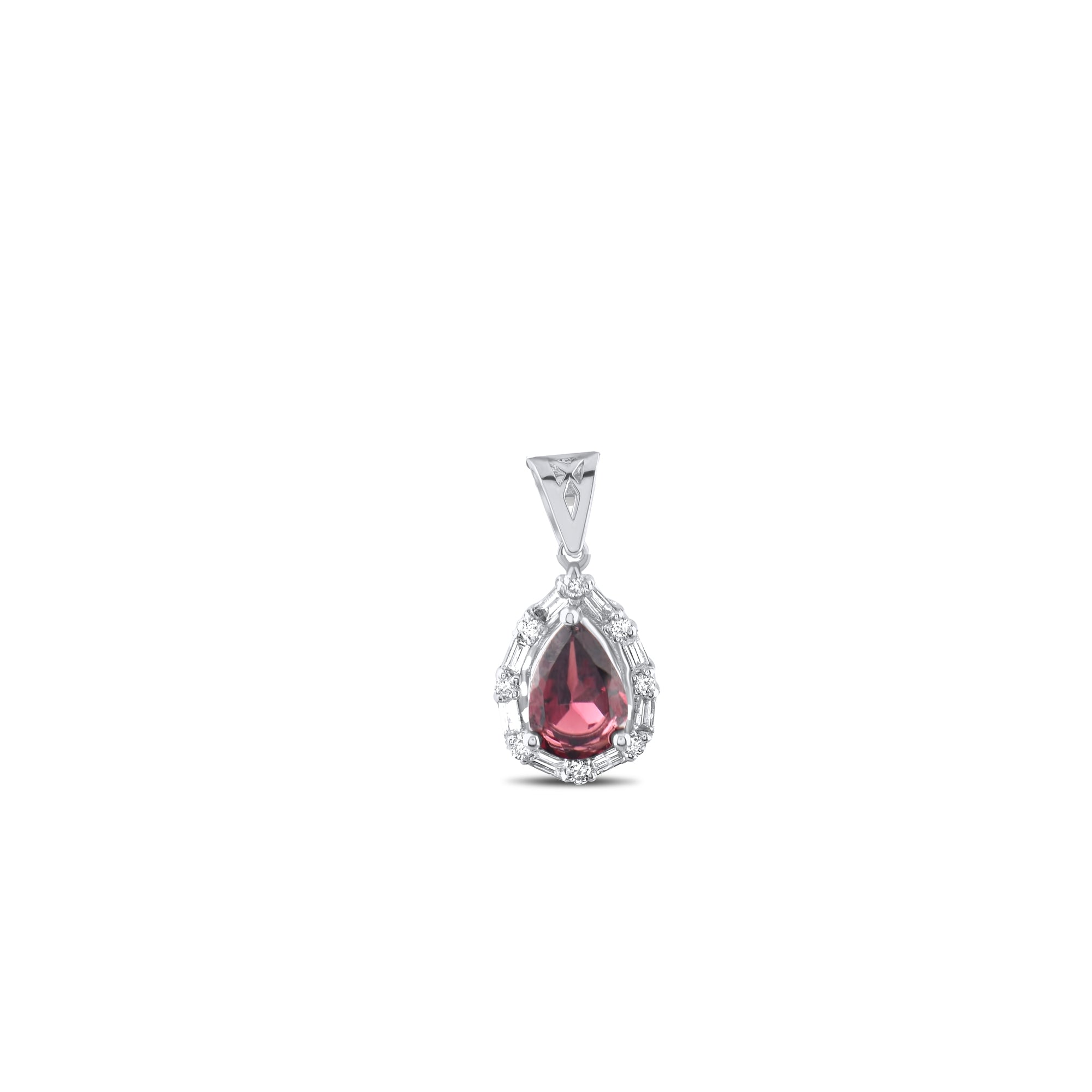 0.86 Carat Natural Diamond and Rhodolite Necklace – Fine Jewelry Design - Gold Stone Diamond