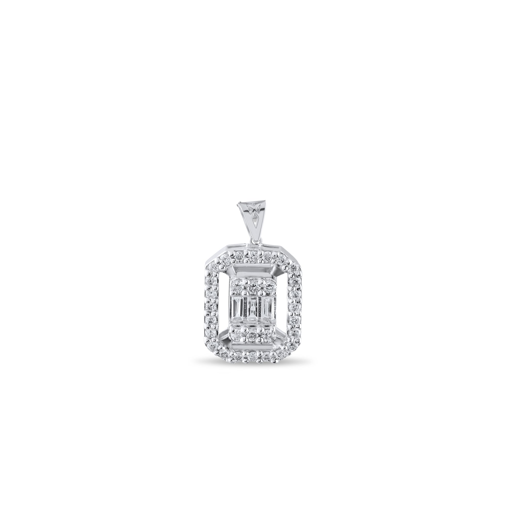 0.18 Carat Baguette Diamond Necklace – Elegant Fine Jewelry Design - Gold Stone Diamond