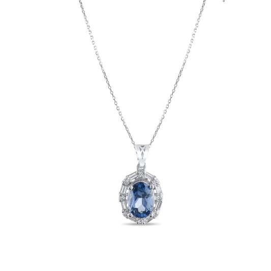 1.15 Carat Natural Diamond and Sapphire Necklace – Fine Jewelry Design - Gold Stone Diamond