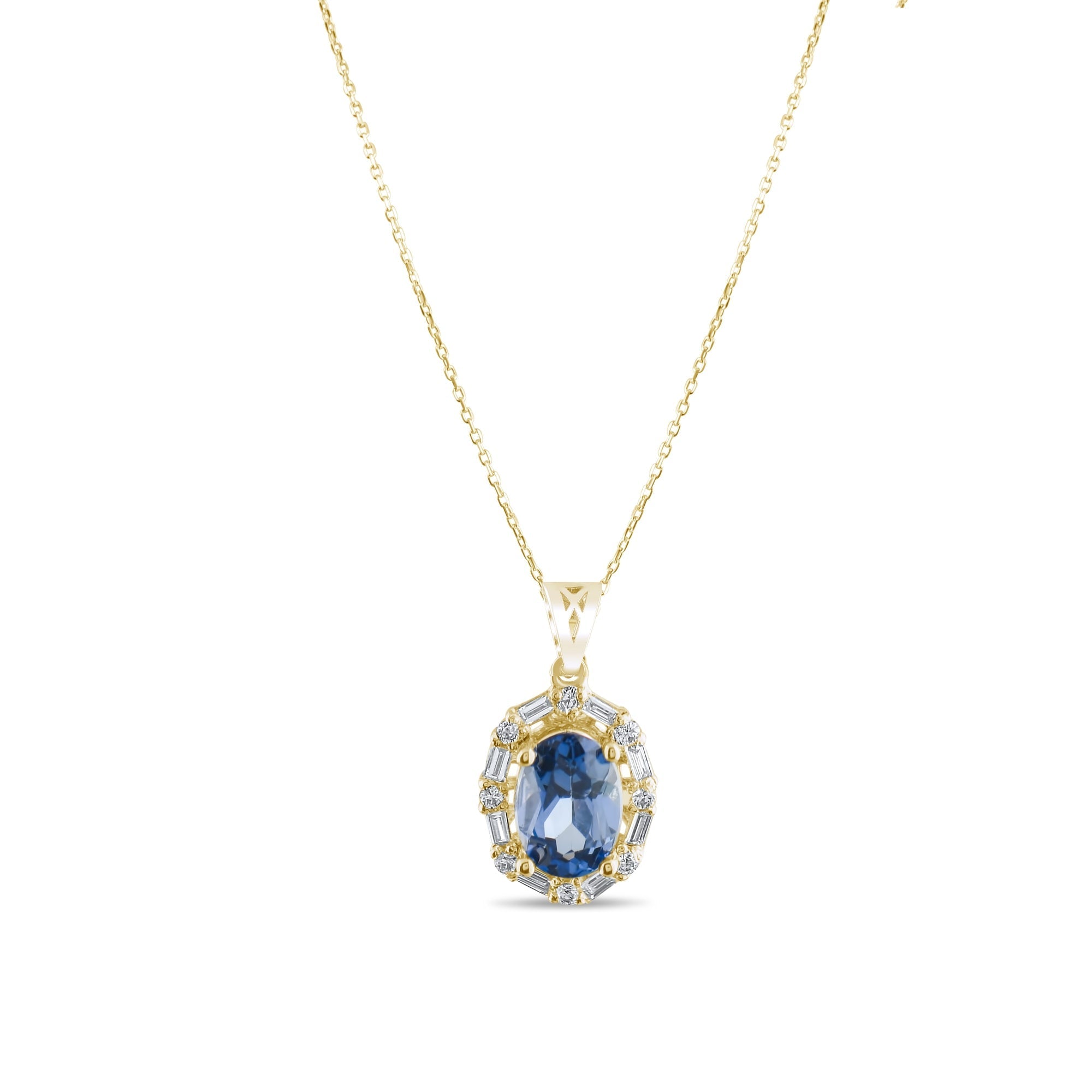 1.15 Carat Natural Diamond and Sapphire Necklace – Fine Jewelry Design - Gold Stone Diamond