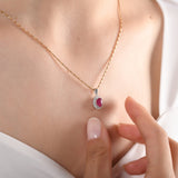 1.01 Carat Natural Diamond and Ruby Necklace – Fine Jewelry Design - Gold Stone Diamond