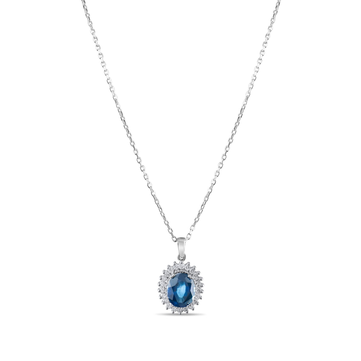 2.6 Carat Natural Diamond and Sapphire Necklace – Fine Jewelry Design - Gold Stone Diamond