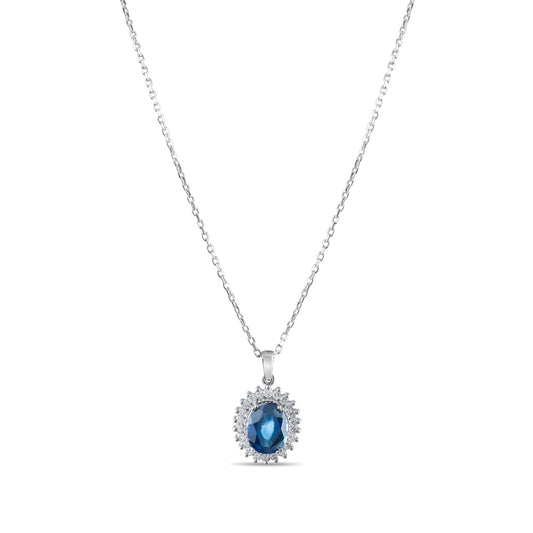 2.6 Carat Natural Diamond and Sapphire Necklace – Fine Jewelry Design - Gold Stone Diamond