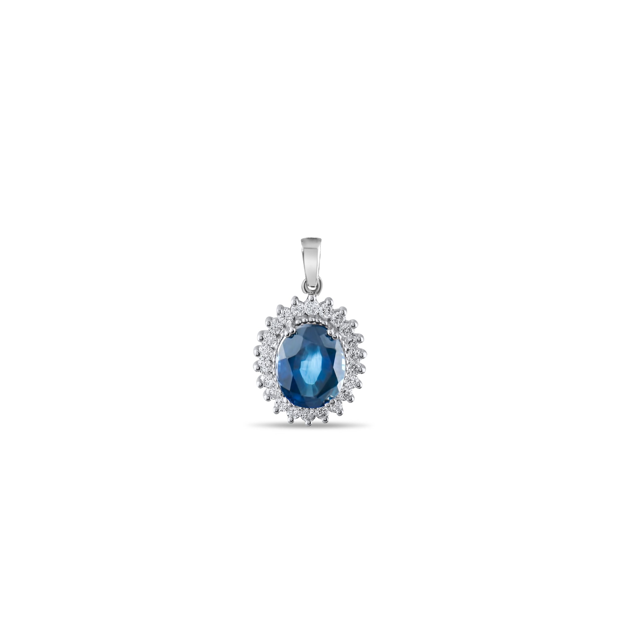 2.6 Carat Natural Diamond and Sapphire Necklace – Fine Jewelry Design - Gold Stone Diamond