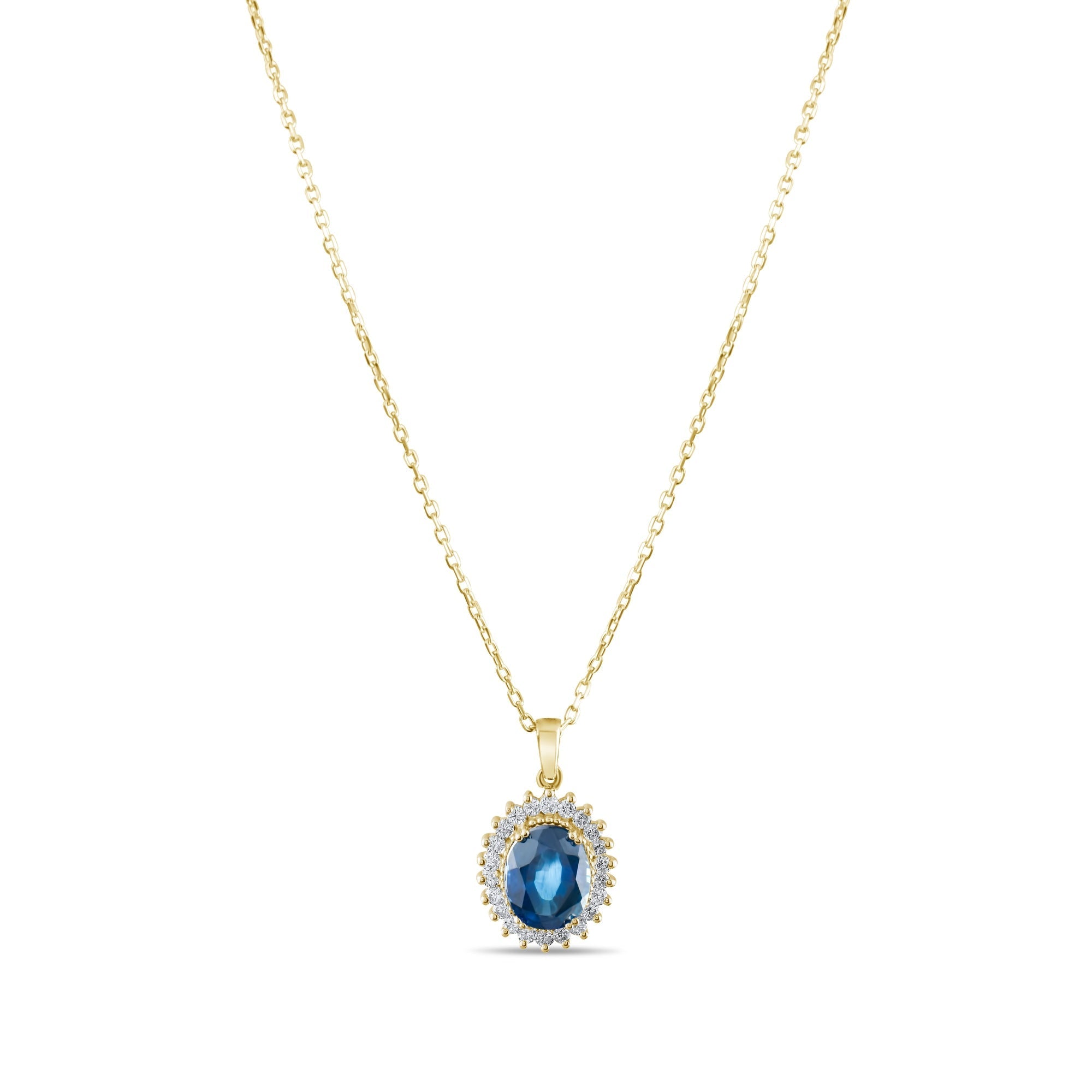2.6 Carat Natural Diamond and Sapphire Necklace – Fine Jewelry Design - Gold Stone Diamond