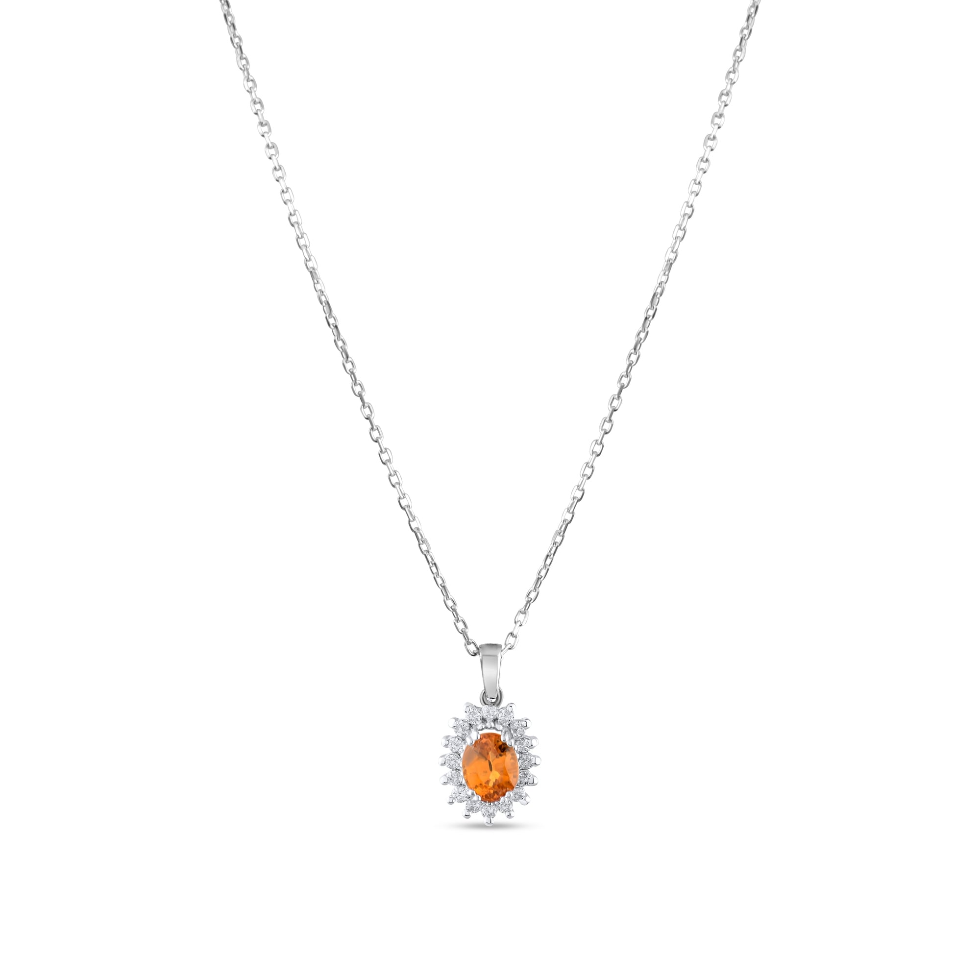 0.69 Carat Natural Diamond and Yellow Sapphire Necklace – Fine Jewelry Design - Gold Stone Diamond