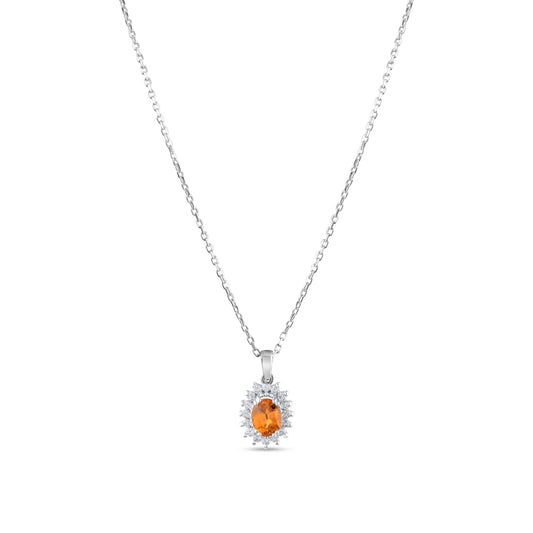 0.69 Carat Natural Diamond and Yellow Sapphire Necklace – Fine Jewelry Design - Gold Stone Diamond
