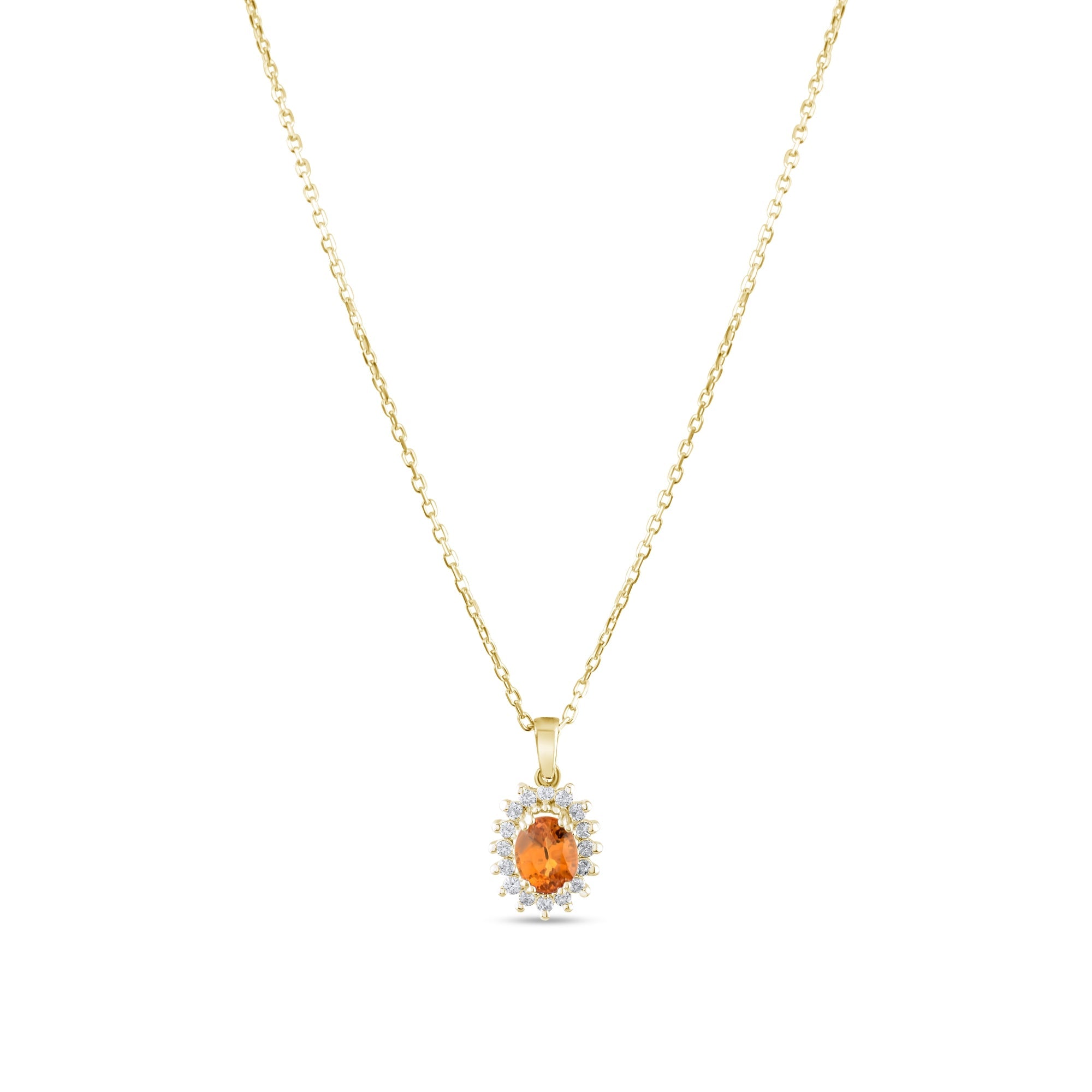 0.69 Carat Natural Diamond and Yellow Sapphire Necklace – Fine Jewelry Design - Gold Stone Diamond
