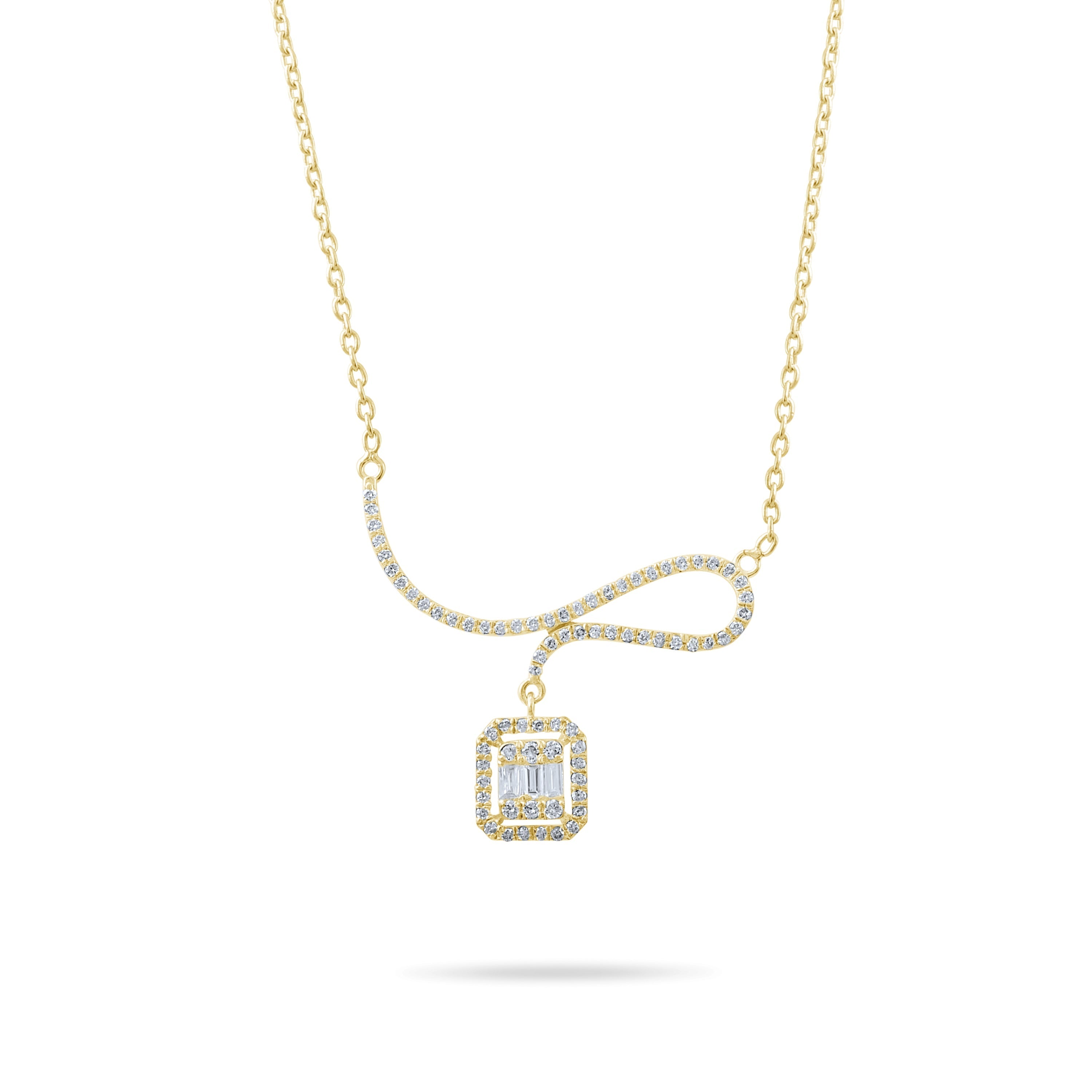 0.40 Carat Baguette Diamond Necklace – Elegant Fine Jewelry Design - Gold Stone Diamond