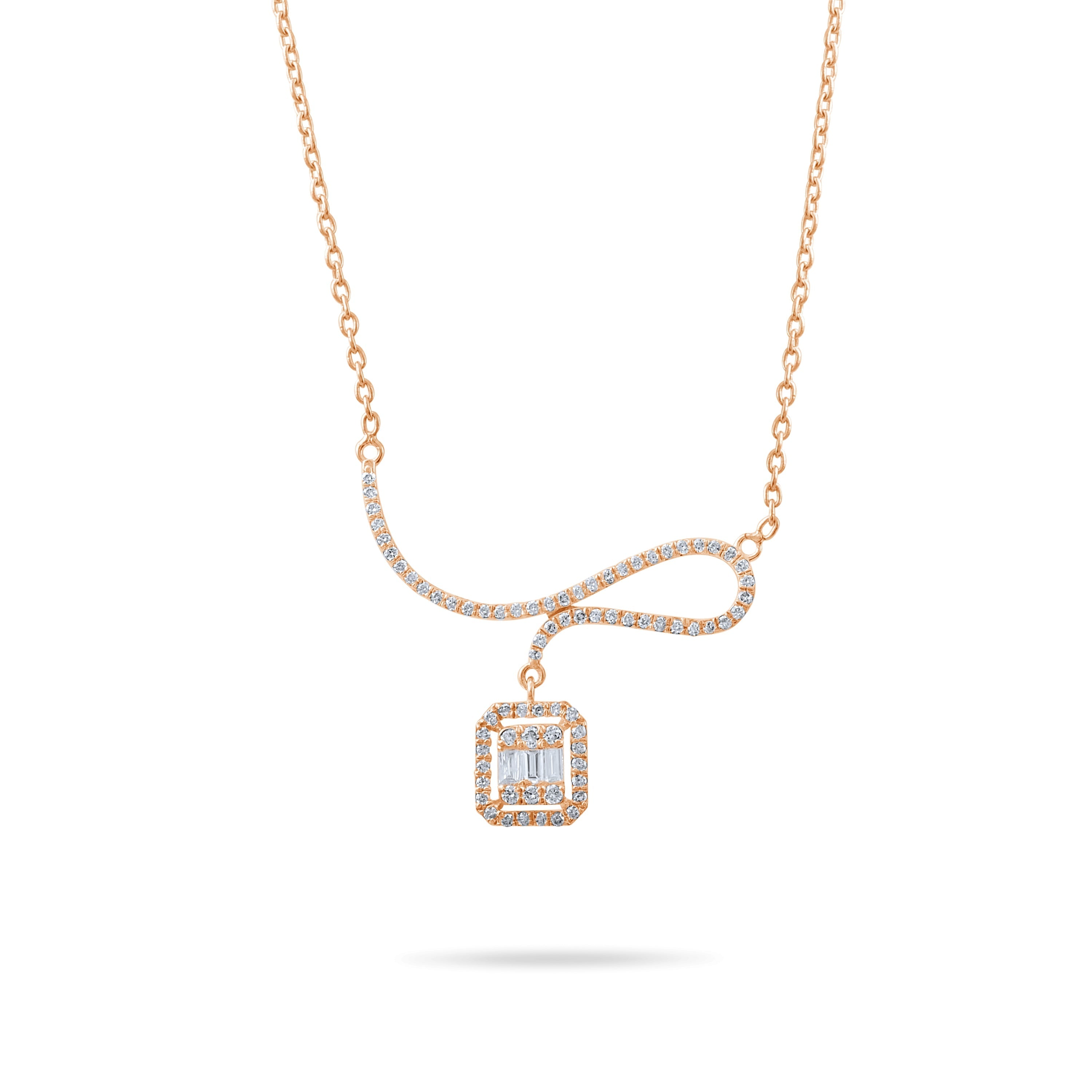 0.40 Carat Baguette Diamond Necklace – Elegant Fine Jewelry Design - Gold Stone Diamond