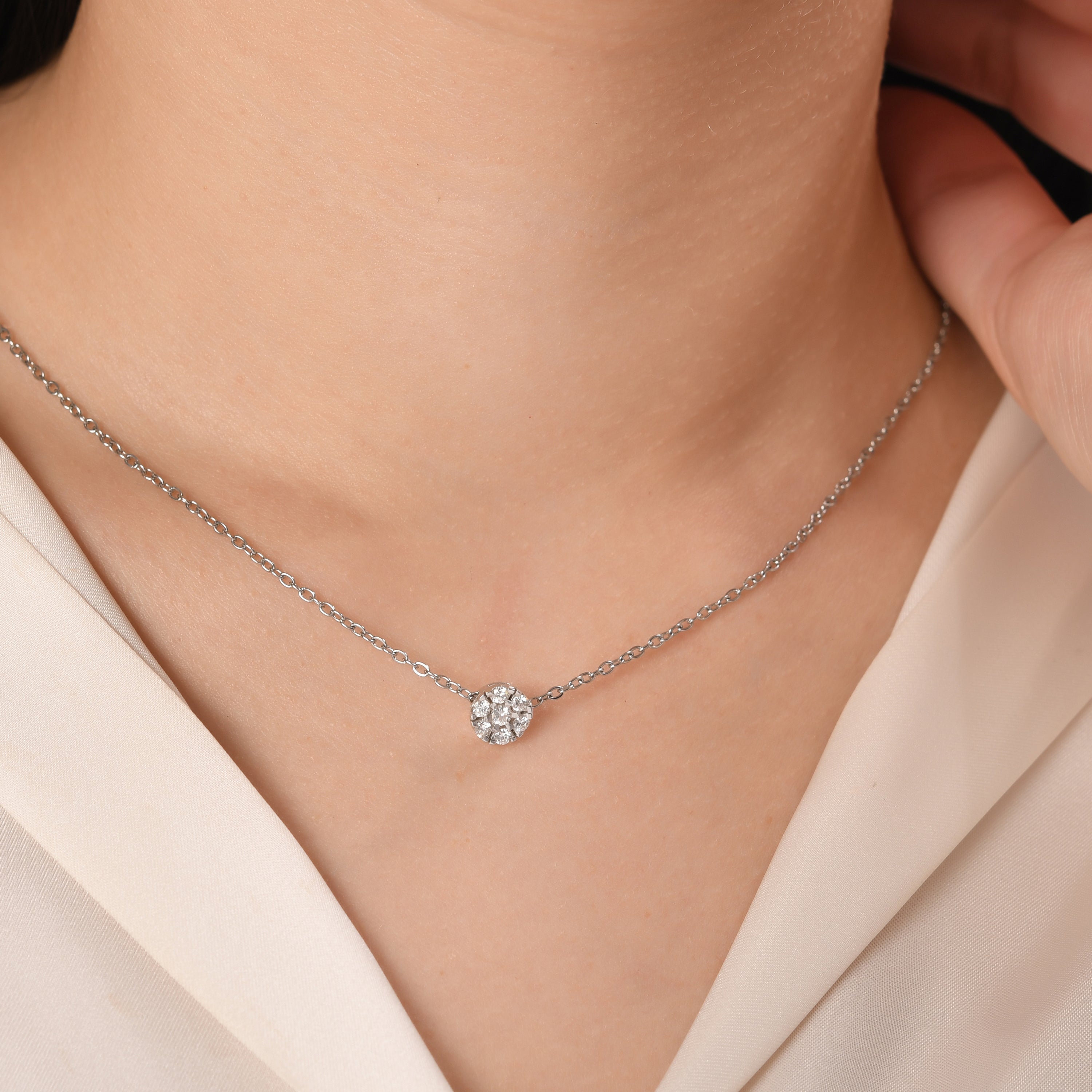 0.27 Carat Natural Diamond Necklace – Elegant Fine Jewelry Design - Gold Stone Diamond