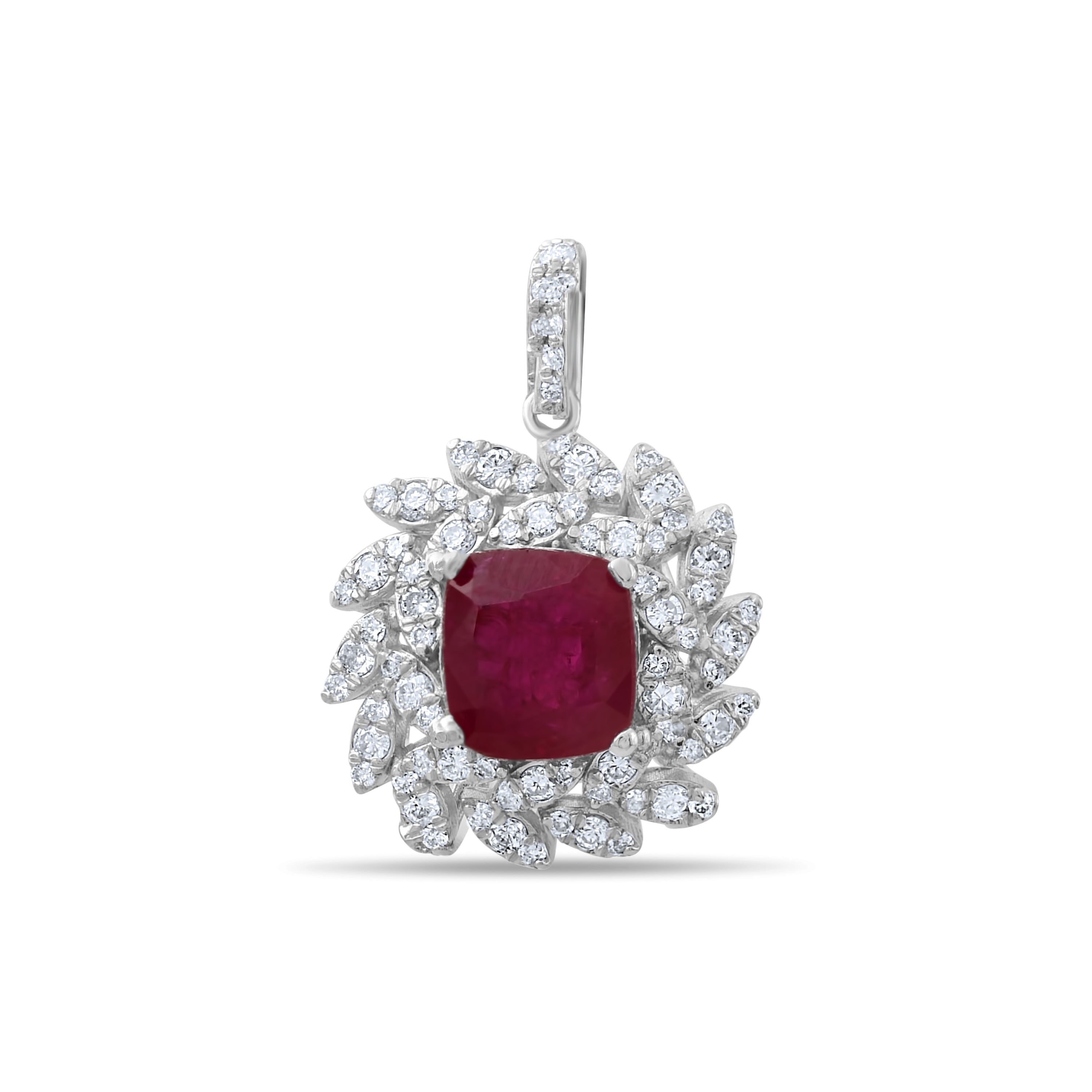 4.18 Carat Natural Diamond and Ruby Necklace – Fine Jewelry Design - Gold Stone Diamond