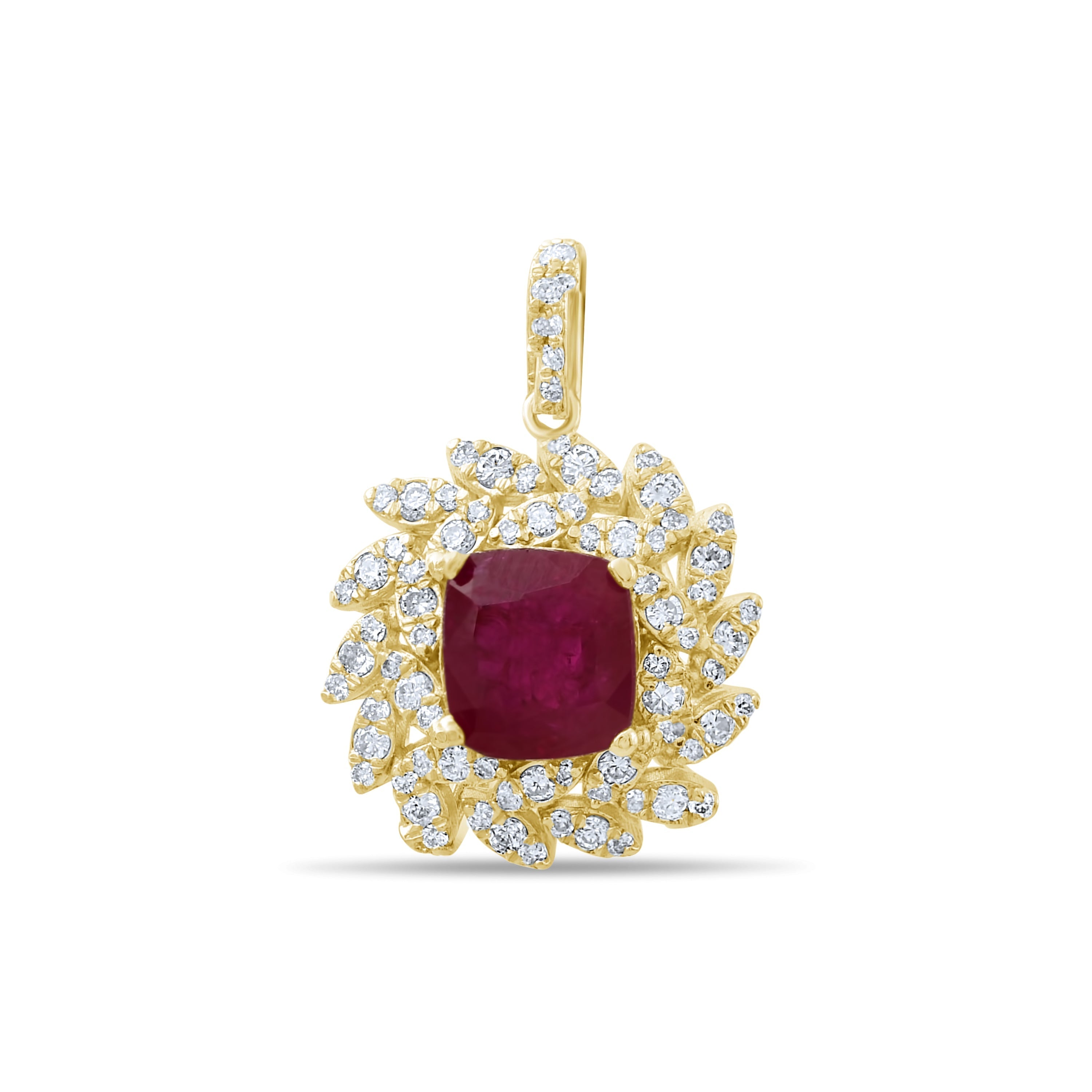 4.18 Carat Natural Diamond and Ruby Necklace – Fine Jewelry Design - Gold Stone Diamond