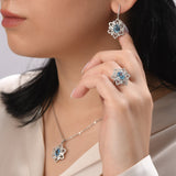 4.50 Carat Natural Diamond and Blue Topaz Necklace – Fine Jewelry Design - Gold Stone Diamond