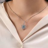 4.50 Carat Natural Diamond and Blue Topaz Necklace – Fine Jewelry Design - Gold Stone Diamond