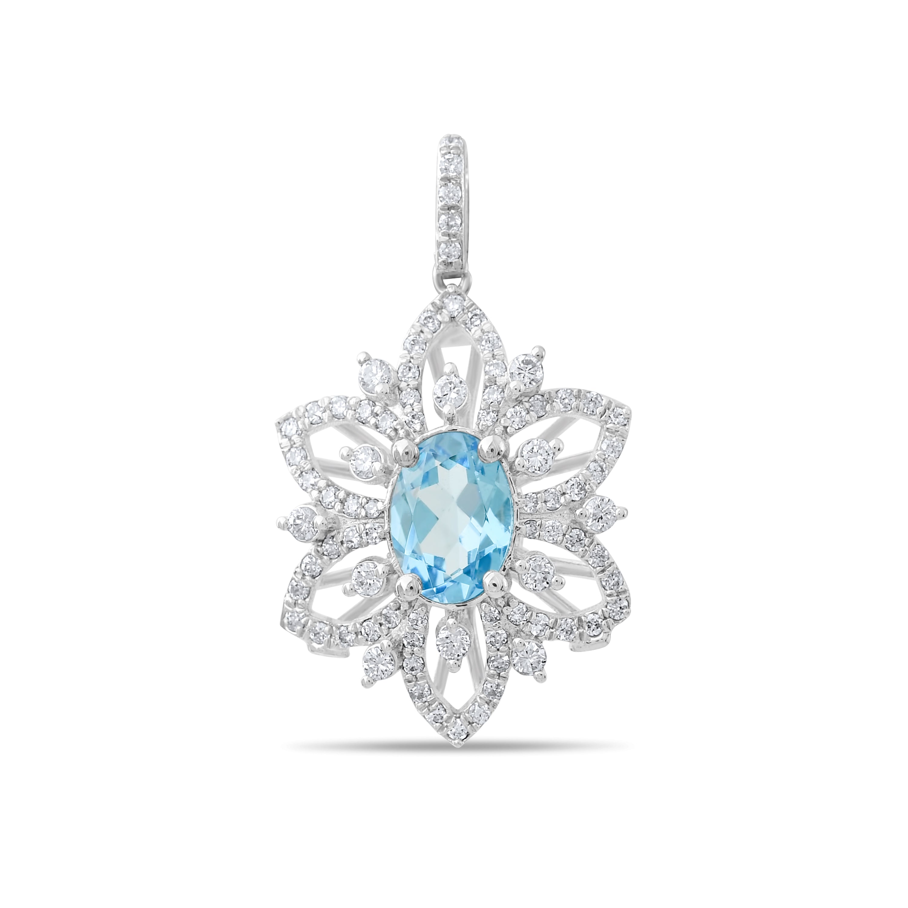 4.50 Carat Natural Diamond and Blue Topaz Necklace – Fine Jewelry Design - Gold Stone Diamond