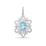 4.50 Carat Natural Diamond and Blue Topaz Necklace – Fine Jewelry Design - Gold Stone Diamond