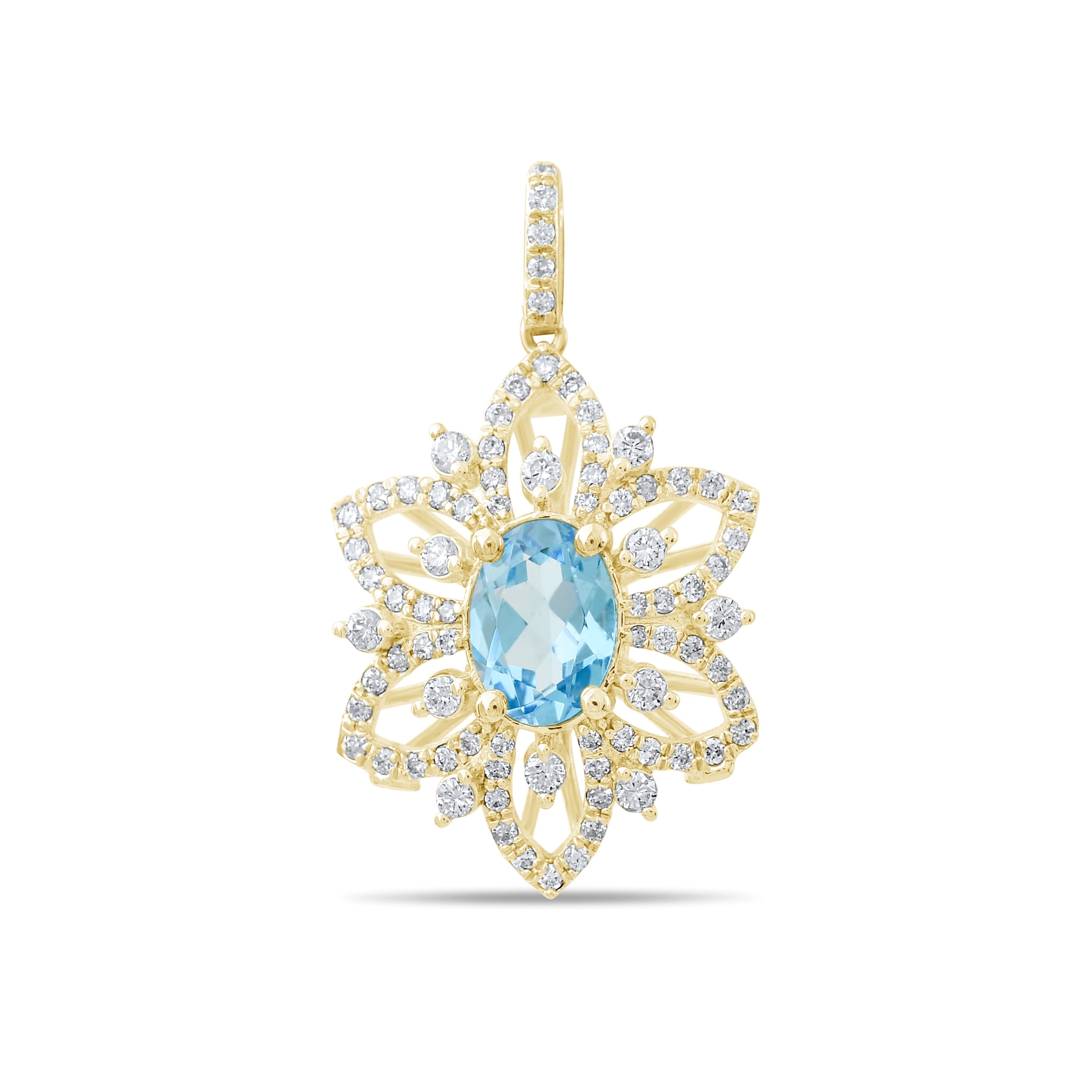 4.50 Carat Natural Diamond and Blue Topaz Necklace – Fine Jewelry Design - Gold Stone Diamond