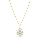 4.50 Carat Natural Diamond and Blue Topaz Necklace – Fine Jewelry Design - Gold Stone Diamond