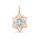 4.50 Carat Natural Diamond and Blue Topaz Necklace – Fine Jewelry Design - Gold Stone Diamond