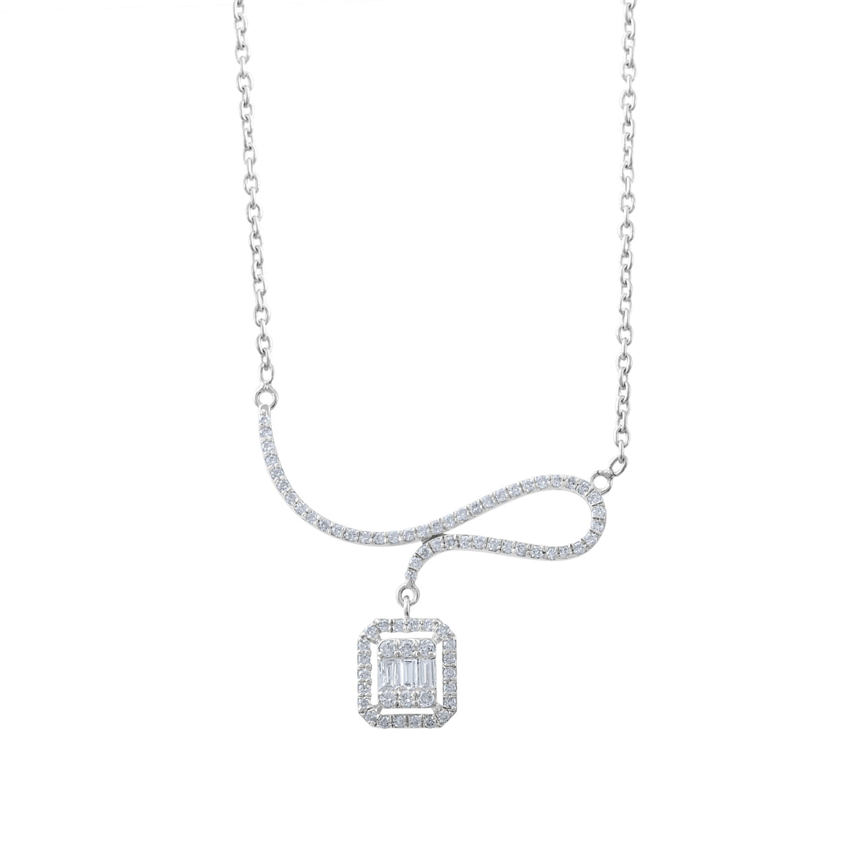 0.46 Carat Baguette Diamond Necklace – Elegant Fine Jewelry Design - Gold Stone Diamond