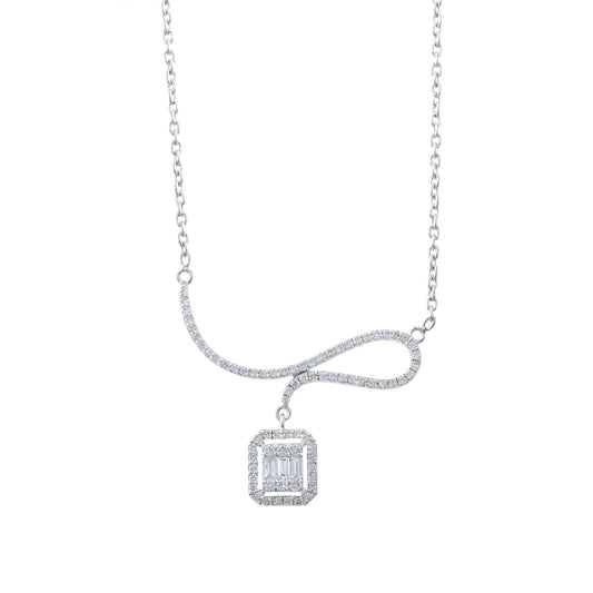 0.46 Carat Baguette Diamond Necklace – Elegant Fine Jewelry Design - Gold Stone Diamond