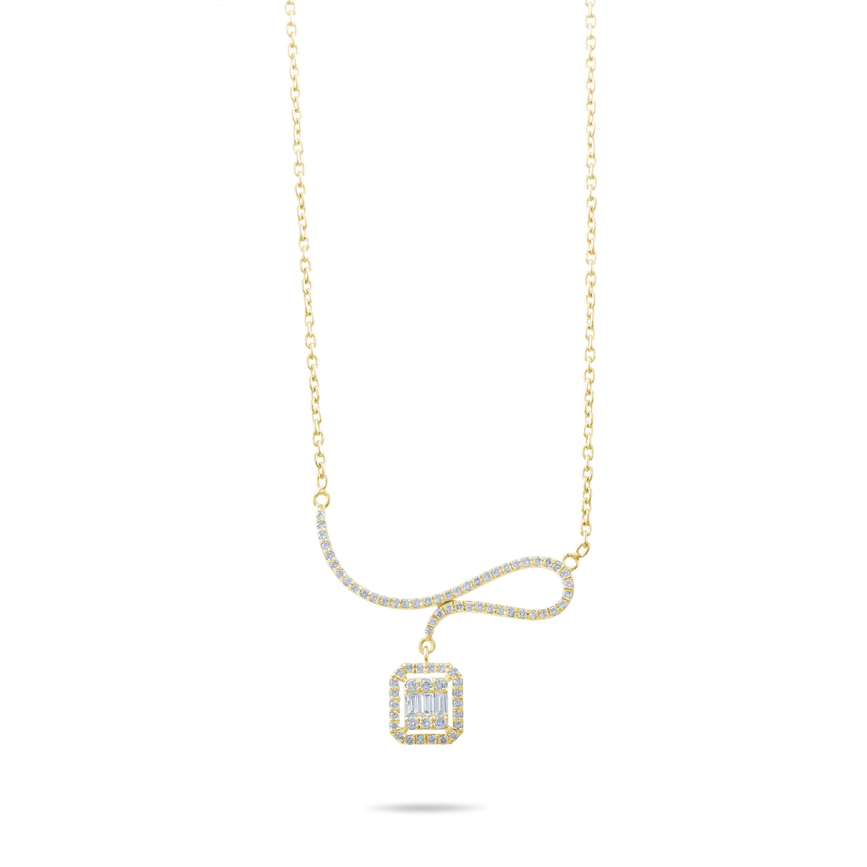 0.46 Carat Baguette Diamond Necklace – Elegant Fine Jewelry Design - Gold Stone Diamond