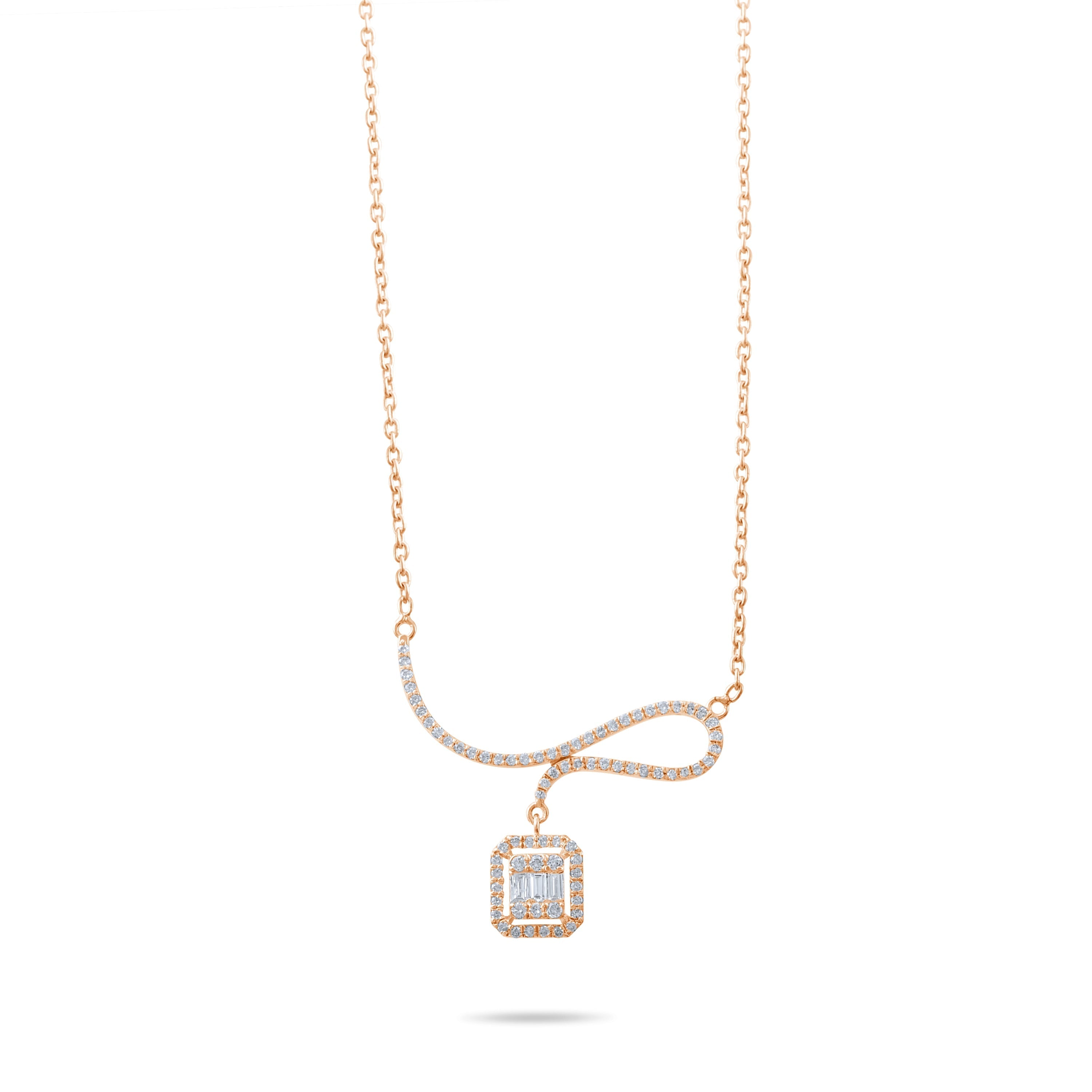 0.46 Carat Baguette Diamond Necklace – Elegant Fine Jewelry Design - Gold Stone Diamond