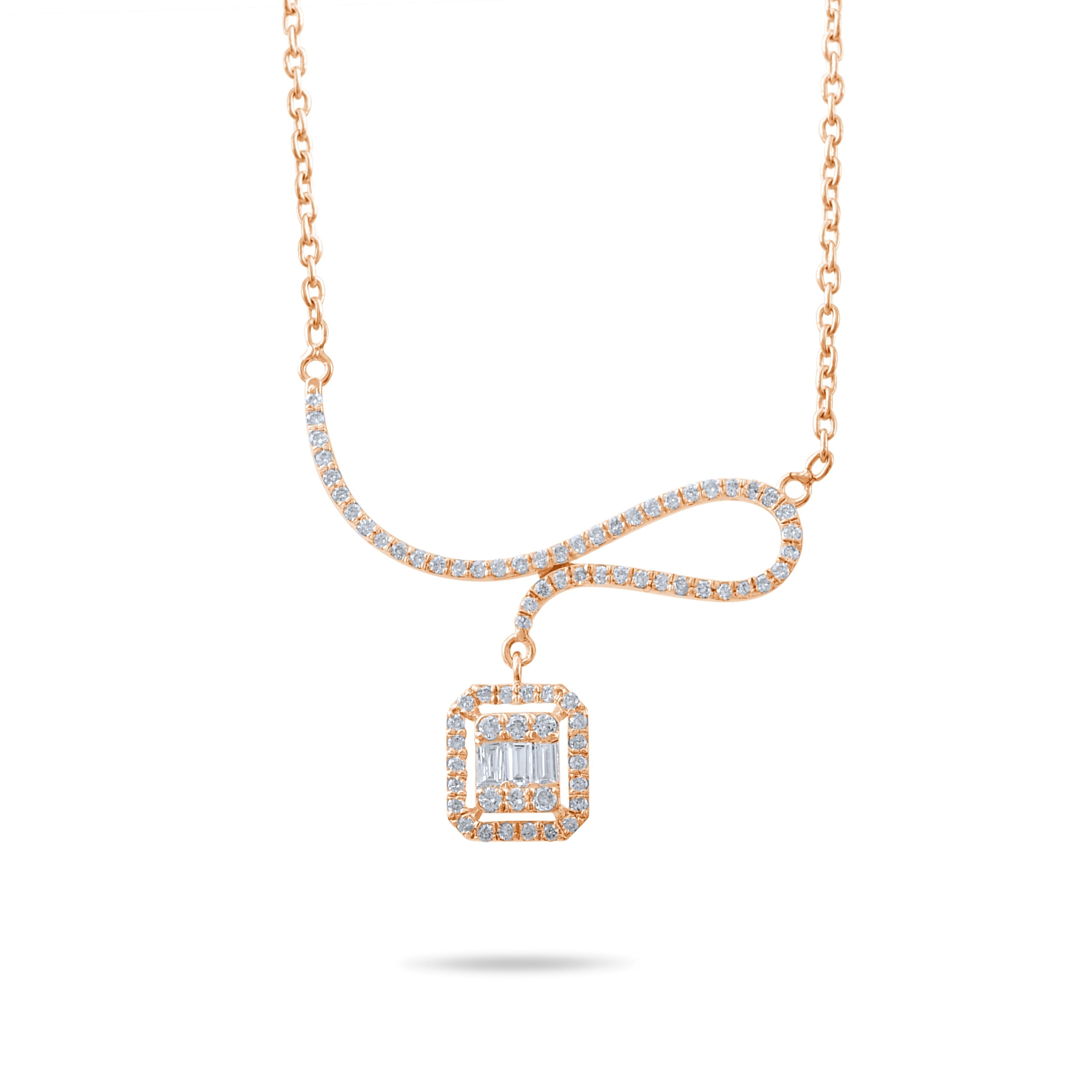 0.46 Carat Baguette Diamond Necklace – Elegant Fine Jewelry Design - Gold Stone Diamond